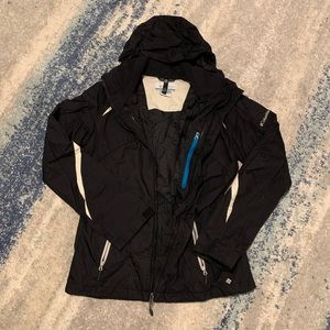Columbia small black fleece + water resistant jacket